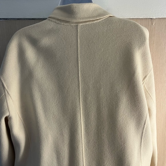 Theory Cream Easy One Button Long Wool Cashmere Coat - Picture 3 of 9